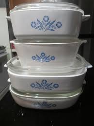 4 Corning Ware Blue Corn Flower Casserole Dish White Square ...