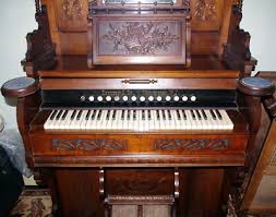 ELABORATELY CARVED ANTIQUE CORNISH & CO. PEDAL PUMP PARLOUR ...