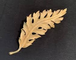 Vintage 1961 Coro Matte Gold Leaf Brooch Pin - Etsy