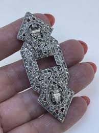 Antique Art Deco Duette Fur Clip Clear Rhinestones Brooch | eBay