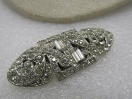 Vintage Coro Rhinestone Duette Brooch/Dress Clips, Art Deco, Pats. 185 – Maria's Vintage