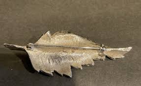 VTG Signed Coro Curled Leaf Textured Silver Tone Metal ...