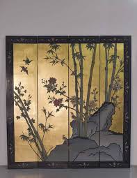 Vintage Chinoiserie Gold Leaf Lacquer 4-Panel Room Divider Screen | eBay