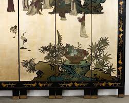 Chinese Export Six Panel Coromandel Screen Gilt Courtyard | Chairish