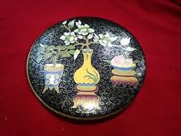 Vintage Daher England Decorated Ware Tin Trinket Box Floral Box Vase Round Top | eBay