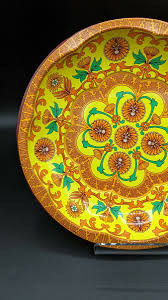 Vintage DAHER DECORATED WARE Tin Metal 10" BOWL 1971 Orange Yellow Green Dish | eBay