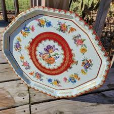 1971 Daher Decorated Tin Ware Metal 10" Bowl Dish England Floral Pattern - Etsy