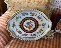 Country Chic Vintage Bouquet of Flowers Roses Scalloped Vanity Platter Tray - Etsy Ireland