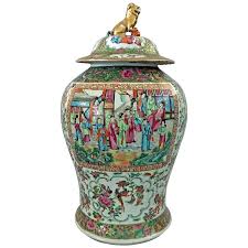 Antique Chinese Large Famille Rose Vase with Lid | Chairish