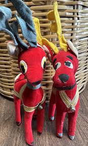 Vtg Dream Pets R.Dakin & Co Red Velveteen Christmas Reindeer ...