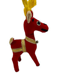 Vintage Christmas Velveteen Felt Red Reindeer's Sawdust ...