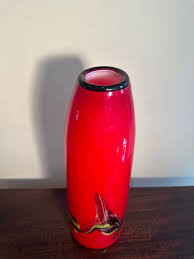 Elegant Hand Blown Red Vase - Etsy