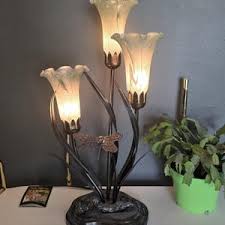 Dale Tiffany Lamp, Tulip, Dragonfly, Vintage Lamp, Green ...