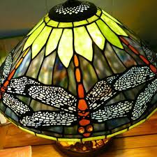 Traditional Tiffany Iron Glass Conic Dragonfly Water Lily 2 ...
