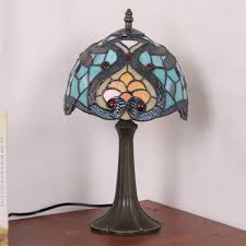 Traditional Tiffany Dome Iron Stained Glass 1-Light Table ...
