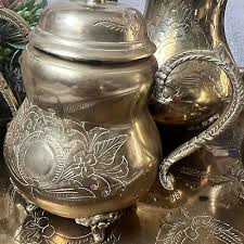 Antique Silver Plated Metal Tea Coffee Set Gold Coloured Eagle Bird Design | eBay