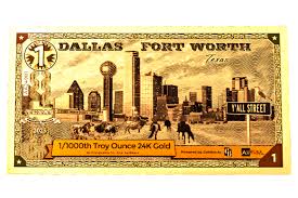 1 DALLAS FORT WORTH TEXAS GOLDBACK AURUM 24K ...