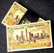 100 DALLAS FORT WORTH Goldback Aurum Gold Foil Note 1/1000 ...