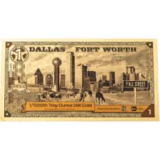 1 Dallas Fort Worth Goldback (1/1000 oz) | Finest Known