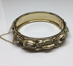 Whiting & Davis Chunky Gold Tone Repousse Hinged Bangle - Etsy