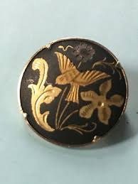 Vintage Small Round Birds & Flower Damascene Goldtone Pin Brooch – one inch in | eBay