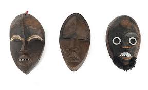 Three African Kota Wood And Metal Guardian Masks