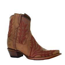 Circle G® Ladies Embroidered Sand Brown Ankle Booties L5703