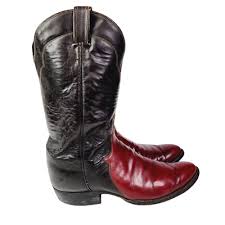 Vintage Mens Tony Lama El Rey Black Red Leather 10 B Western Cowboy Boots | eBay