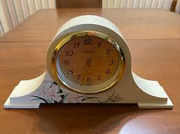 Vintage Papillon Quartz Desk Mantle Clock Off White Flowers ...
