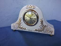Deco Helsingborg Ceramic Mantel Clock: Rosa Ljung Gold ...