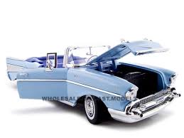 1957 Chevrolet Bel Air Convertible Blue 1/18 Diecast Model ...