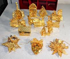 12) Danbury Mint Gold Christmas Ornament Collection Lot 1986 ...
