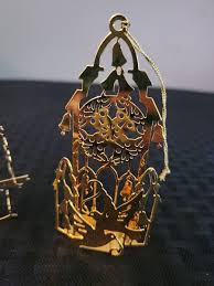 Set of 2 Danbury Mint - 1986 Gold Christmas Ornament Tree ...