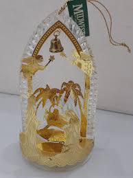 Vintage Nativity Scene Ornaments 3D Diorama Gold Tone ...