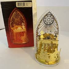 Vtg 3D Gold Metal Dimensional 6" Tealight Christmas Children ...