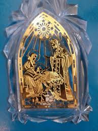 Nativity Ornament With Cut Gold Metal And Hard Clear Plastic ...