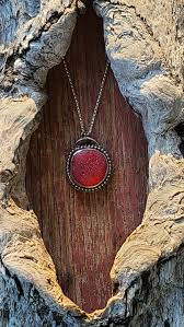 Rare Spanish Red Sea Glass Handcrafted Fine Silver Bead Edged Pendant 18" Sterling Silver Rolo Chain by Seahag101 - Etsy Canada