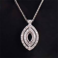 Marquise Cut Semi Mount Pendant, 925 Sterling Silver Charm ...