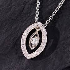 Navette Dangle Diamond Pendant Necklace 18K/14K White Gold