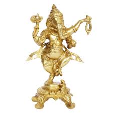 Brass Ganesha Statue Dancing Ganesh Ji Idol Home Entrance ...
