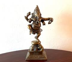Vintage Brass Hindu Statue Dancing Ganesha Nepal Elephant ...