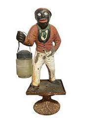 Cast Iron Black Slave Lawn Jockey With Lantern