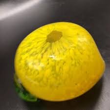 YELLOW GREEN Art Glass Lemon Paperweight 3" by 2" tall | eBay