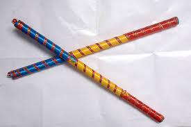 Rambha Beautiful Dandiya Stick 15 inches. (Blue Yellow Red) : Amazon.in: Home & Kitchen