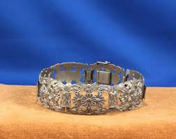 Silver Rosettes Filigree Bracelet, Vintage Flower Design ...