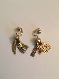 Vintage Whiting and Davis Gold Color Clip On Earrings With ...