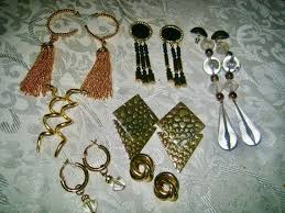 Vintage Lot of 7 Pair Long Pierced Earrings Clear,black,gold ...