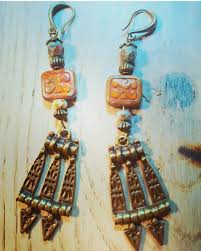 Buy Holka Earrings, With Czech Glass Picasso Beads Online in ...