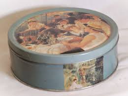 Lithograph Tin Can Storage Box Luncheon of the Boating Party ...