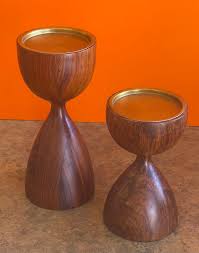 Pair of Modernist Rosewood Candlesticks For Sale at 1stDibs